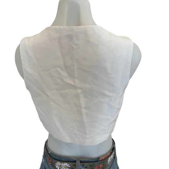 Claudie Pierlot White Crop Top XS Menswear Designer Boxy Vest Double Breast $340 - Picture 12 of 16